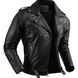 Jaqueta Masculina de Couro Nobre com Cinto Frontal