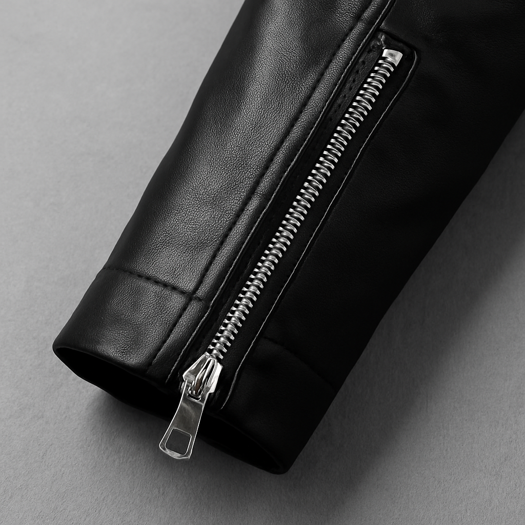 Jaqueta Masculina de Couro Nobre com Cinto Frontal